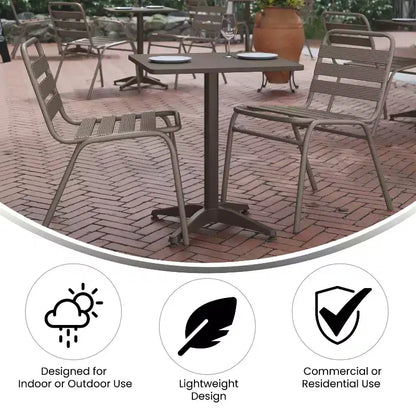 Flash Furniture Lila 23.5'' Square Aluminum Indoor-Outdoor Table Set with 2 Slat Back Chairs