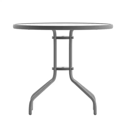 Table Emma et Oliver 80 cm en Verre Rond avec 4 Chaises Empilables à Lattes en Aluminium