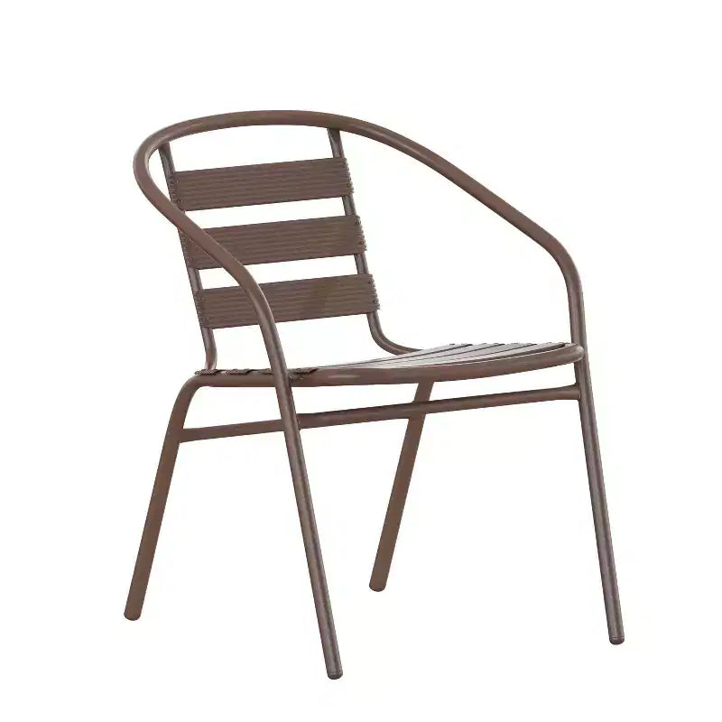 Table Emma et Oliver carrée à plateau en verre de 59,7 cm avec 2 chaises empilables à lattes en aluminium