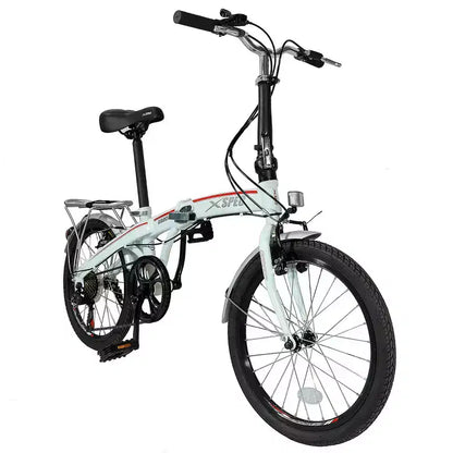 Xspec 20 7 Speed Folding Compact City Commuter Bike, White (NOT Electric)