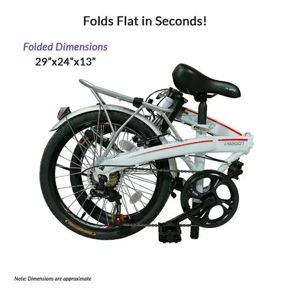 Xspec 20 7 Speed Folding Compact City Commuter Bike, White (NOT Electric)