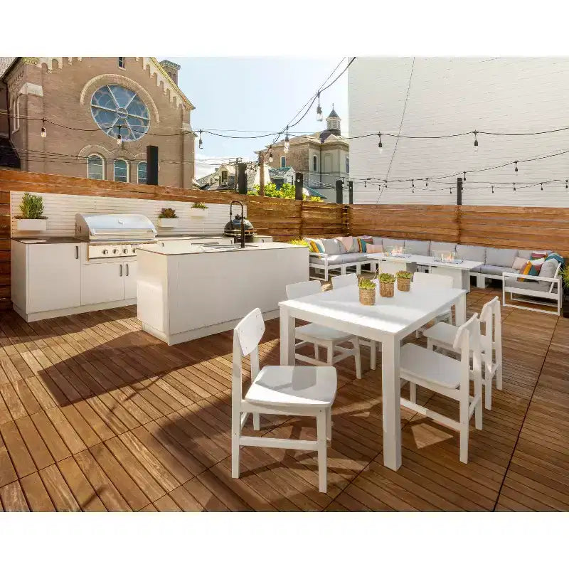 POLYWOOD 7pc Modern Studio Urban Chairs and Parsons Table Outdoor Patio Dining Set