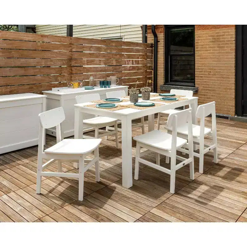 POLYWOOD 7pc Modern Studio Urban Chairs and Parsons Table Outdoor Patio Dining Set