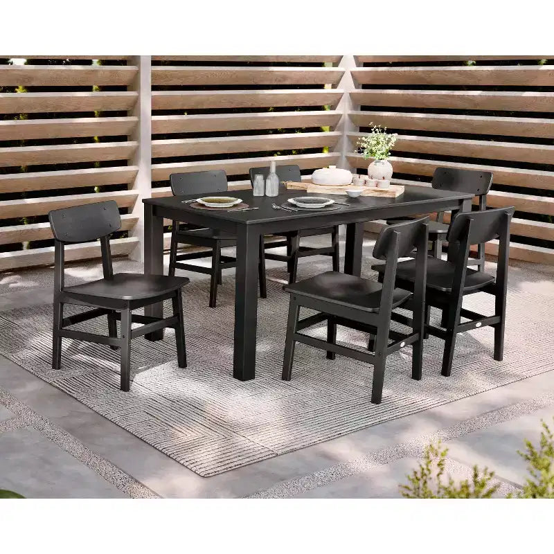 POLYWOOD 7pc Modern Studio Urban Chairs and Parsons Table Outdoor Patio Dining Set