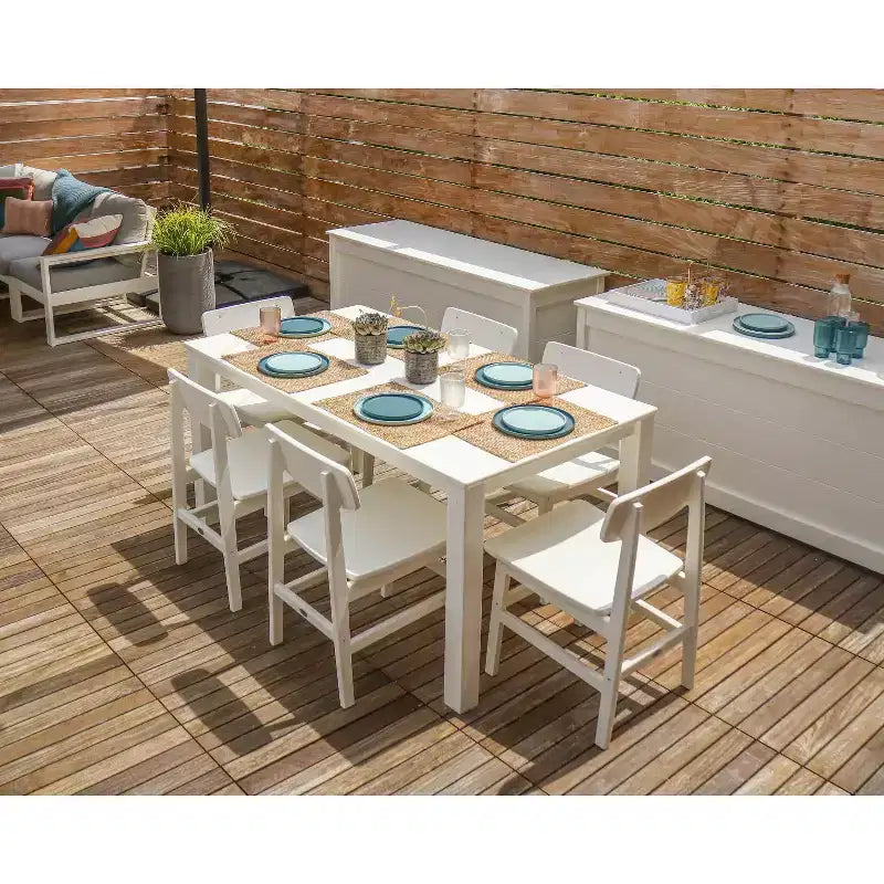 POLYWOOD 7pc Modern Studio Urban Chairs and Parsons Table Outdoor Patio Dining Set