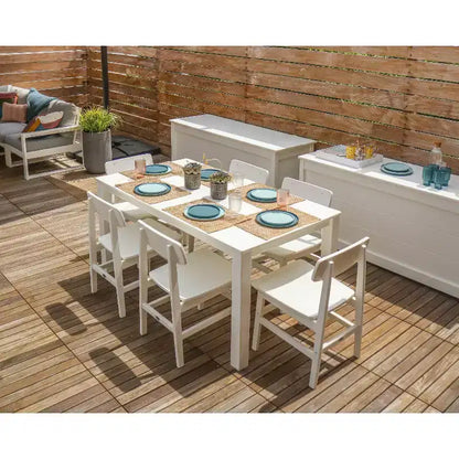 POLYWOOD 7pc Modern Studio Urban Chairs and Parsons Table Outdoor Patio Dining Set