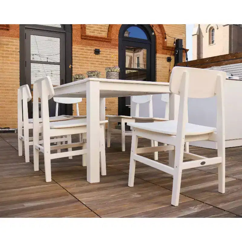POLYWOOD 7pc Modern Studio Urban Chairs and Parsons Table Outdoor Patio Dining Set