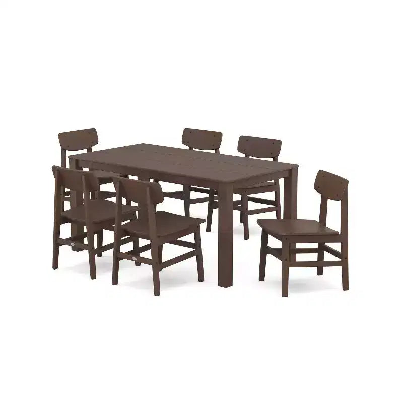POLYWOOD 7pc Modern Studio Urban Chairs and Parsons Table Outdoor Patio Dining Set