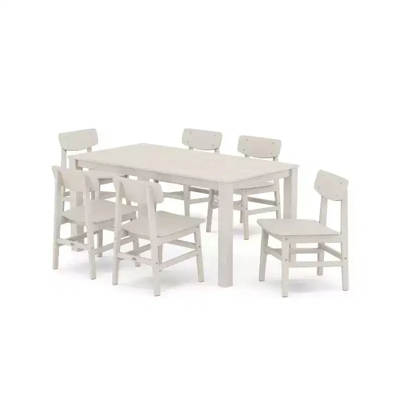 POLYWOOD 7pc Modern Studio Urban Chairs and Parsons Table Outdoor Patio Dining Set