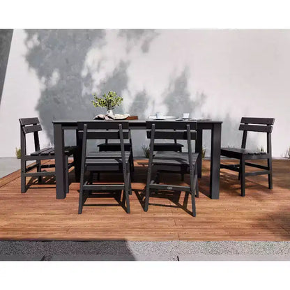 POLYWOOD 7pc Modern Studio Plaza Chairs and Parsons Table Outdoor Patio Dining Set