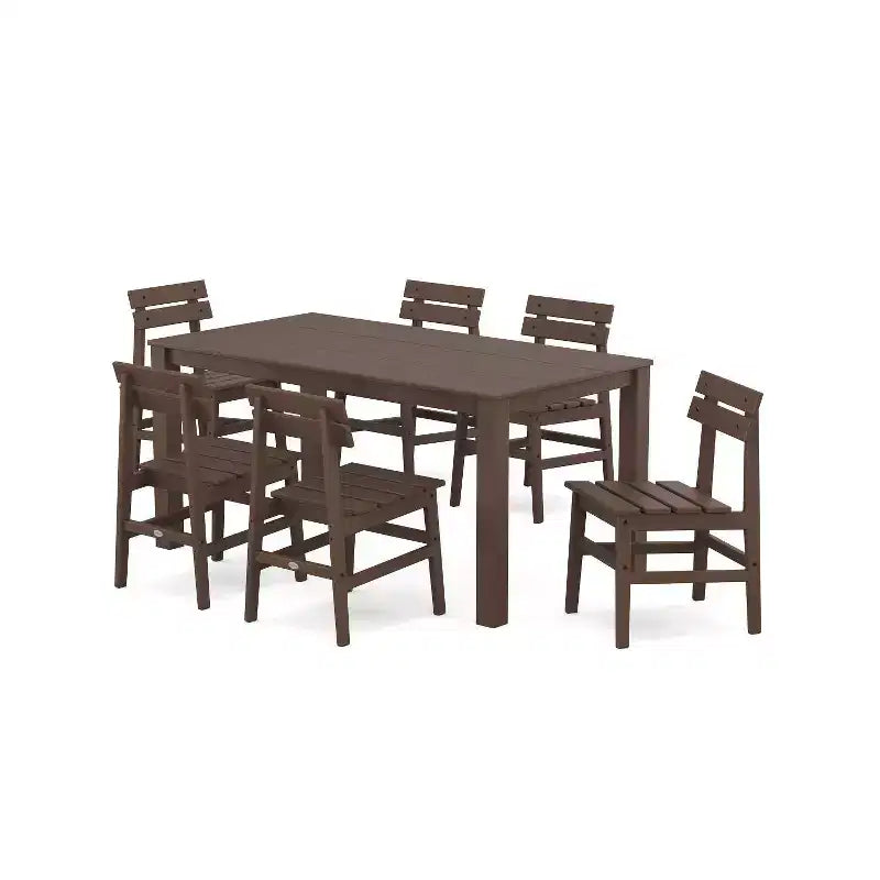 POLYWOOD 7pc Modern Studio Plaza Chairs and Parsons Table Outdoor Patio Dining Set