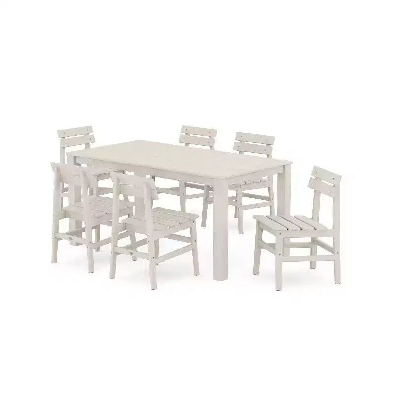 POLYWOOD 7pc Modern Studio Plaza Chairs and Parsons Table Outdoor Patio Dining Set