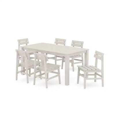 POLYWOOD 7pc Modern Studio Plaza Chairs and Parsons Table Outdoor Patio Dining Set