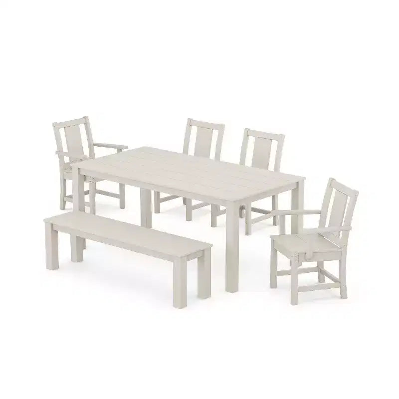 POLYWOOD 6pc Prairie Parsons Outdoor Patio Dining Set with Bench