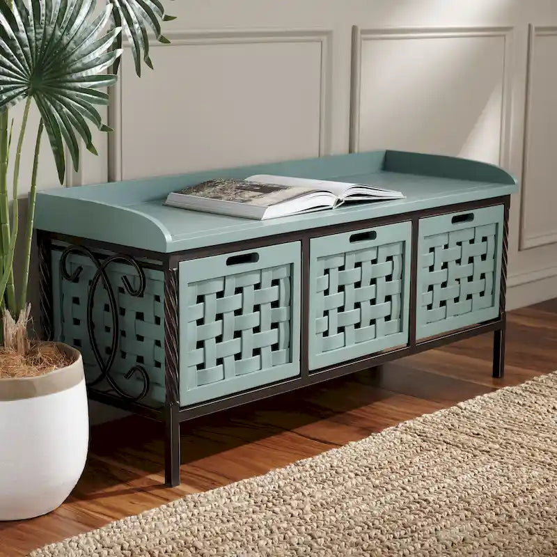 SAFAVIEH Toshie Honey Oak Storage Bench - 42.5 x 15.5 x 20 - 43Wx16Dx20H