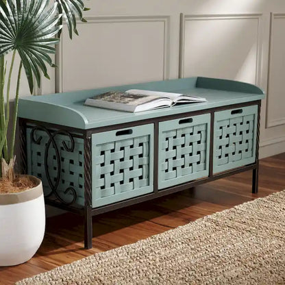 SAFAVIEH Toshie Honey Oak Storage Bench - 42.5 x 15.5 x 20 - 43Wx16Dx20H