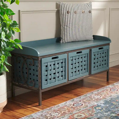 SAFAVIEH Toshie Honey Oak Storage Bench - 42.5 x 15.5 x 20 - 43Wx16Dx20H
