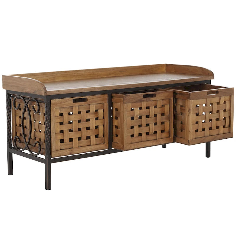 SAFAVIEH Toshie Honey Oak Storage Bench - 42.5 x 15.5 x 20 - 43Wx16Dx20H