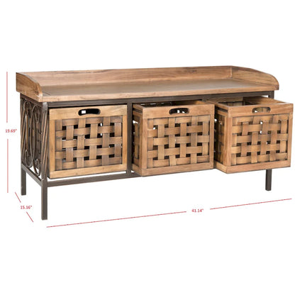 SAFAVIEH Toshie Honey Oak Storage Bench - 42.5 x 15.5 x 20 - 43Wx16Dx20H
