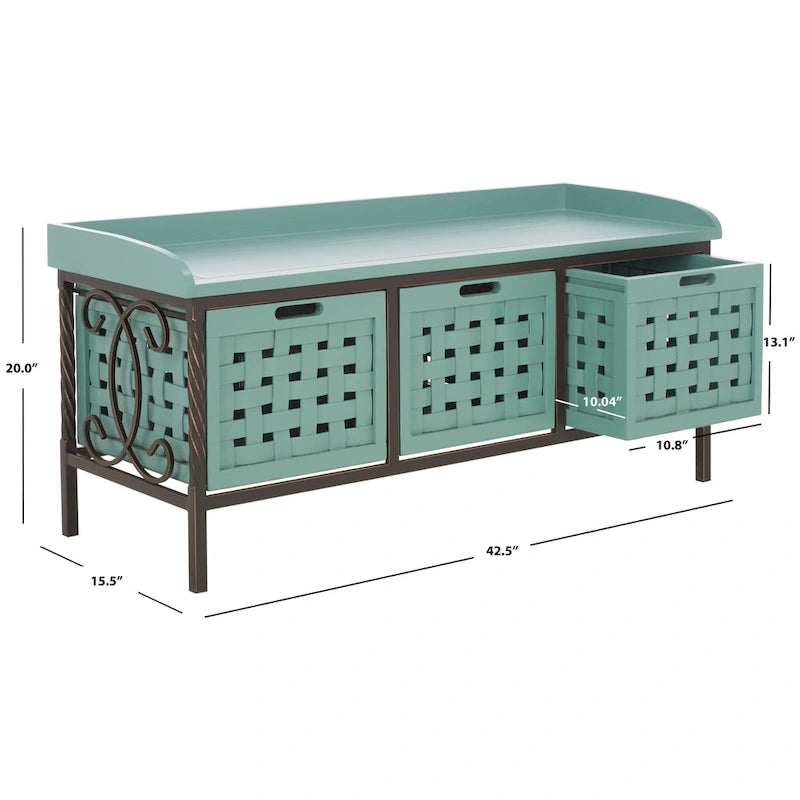 SAFAVIEH Toshie Honey Oak Storage Bench - 42.5 x 15.5 x 20 - 43Wx16Dx20H