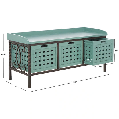 SAFAVIEH Toshie Honey Oak Storage Bench - 42.5 x 15.5 x 20 - 43Wx16Dx20H