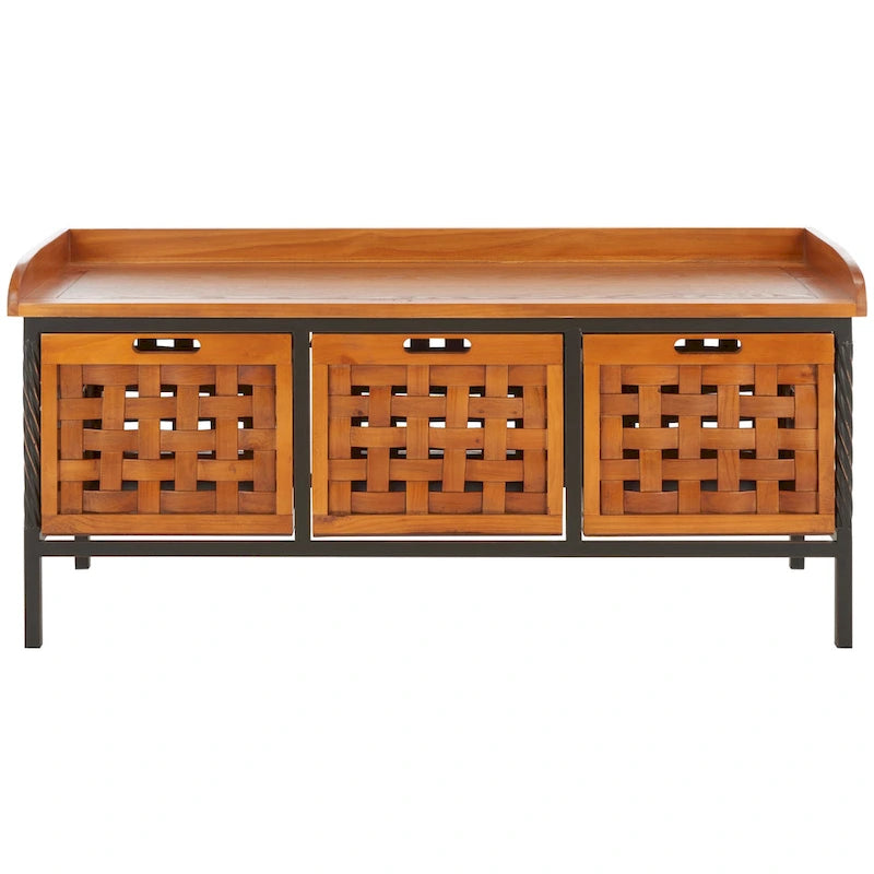 SAFAVIEH Toshie Honey Oak Storage Bench - 42.5 x 15.5 x 20 - 43Wx16Dx20H