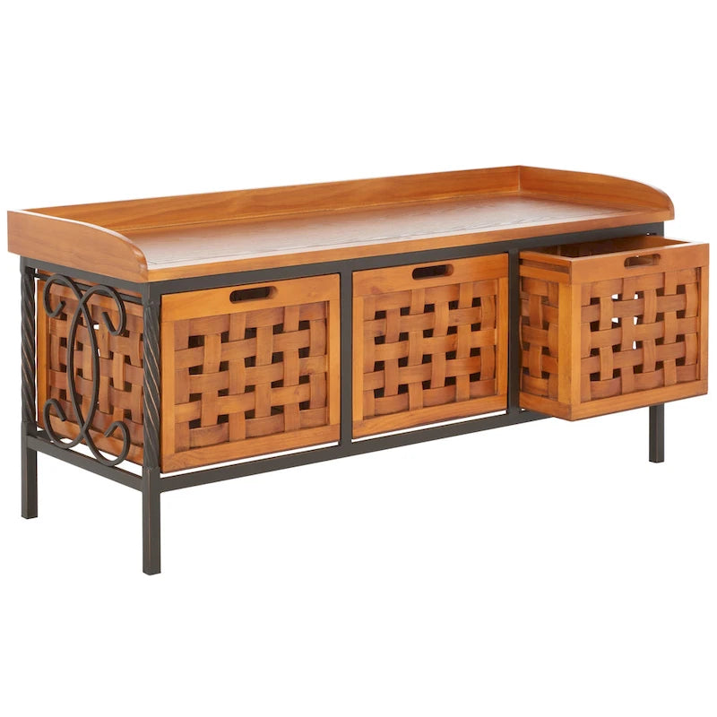 SAFAVIEH Toshie Honey Oak Storage Bench - 42.5 x 15.5 x 20 - 43Wx16Dx20H