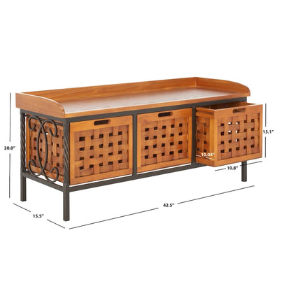 SAFAVIEH Toshie Honey Oak Storage Bench - 42.5 x 15.5 x 20 - 43Wx16Dx20H