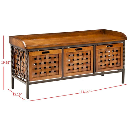 SAFAVIEH Toshie Honey Oak Storage Bench - 42.5 x 15.5 x 20 - 43Wx16Dx20H
