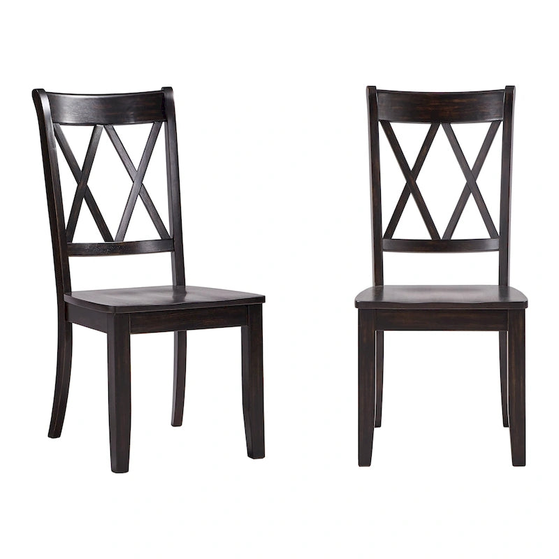 Ronda Double X Back Wood Dining Chairs (Set of 2)