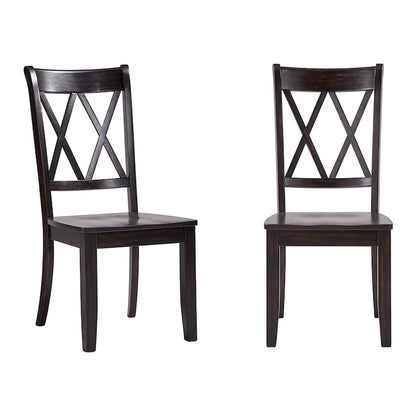 Ronda Double X Back Wood Dining Chairs (Set of 2)