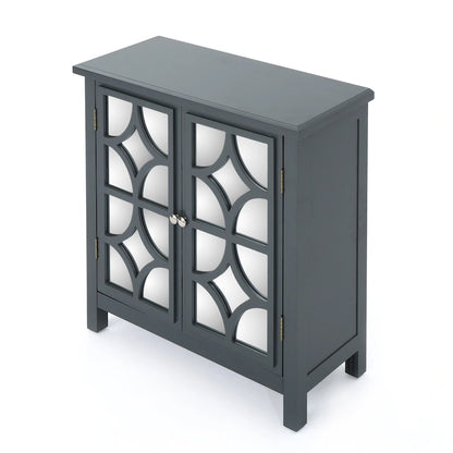 Melora Fir Wood Double Door Cabinet With Mirror Accents by Christopher Knight Home