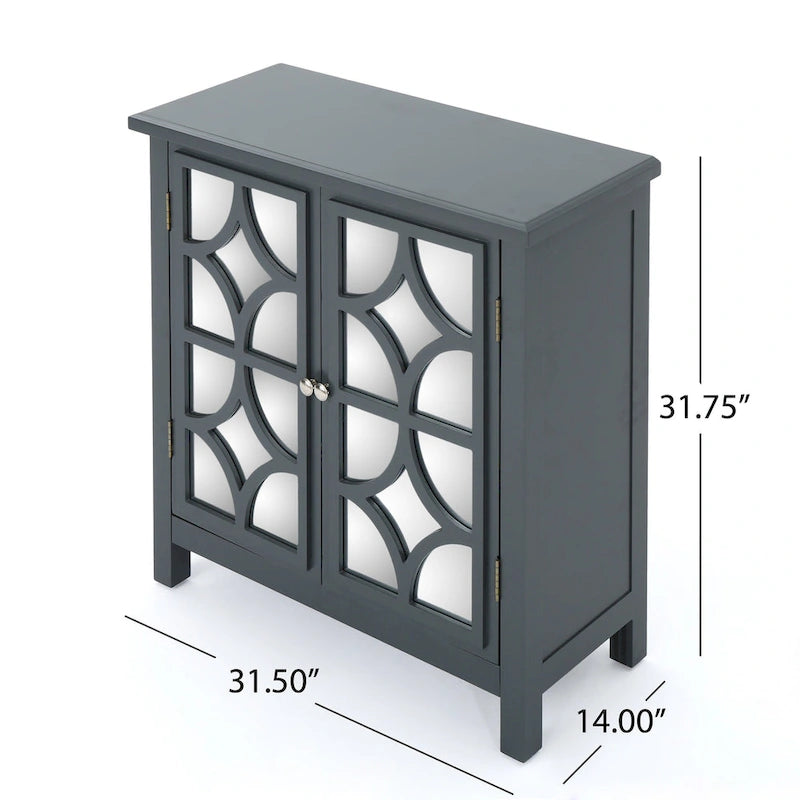 Melora Fir Wood Double Door Cabinet With Mirror Accents by Christopher Knight Home