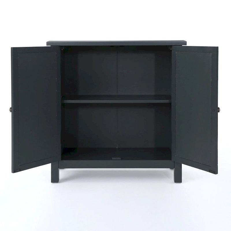 Melora Fir Wood Double Door Cabinet With Mirror Accents by Christopher Knight Home