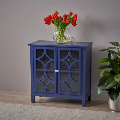 Melora Fir Wood Double Door Cabinet With Mirror Accents by Christopher Knight Home