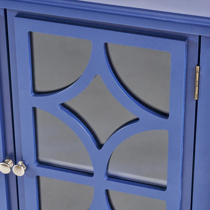 Melora Fir Wood Double Door Cabinet With Mirror Accents by Christopher Knight Home