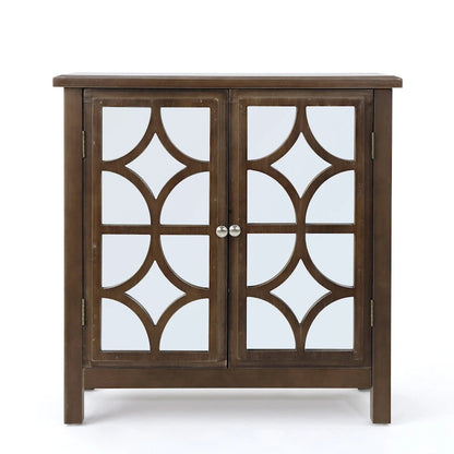 Melora Fir Wood Double Door Cabinet With Mirror Accents by Christopher Knight Home