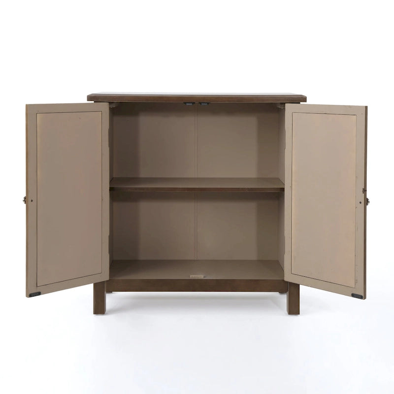 Melora Fir Wood Double Door Cabinet With Mirror Accents by Christopher Knight Home