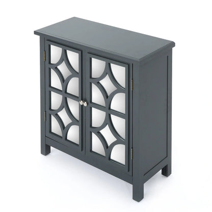 Melora Fir Wood Double Door Cabinet With Mirror Accents by Christopher Knight Home