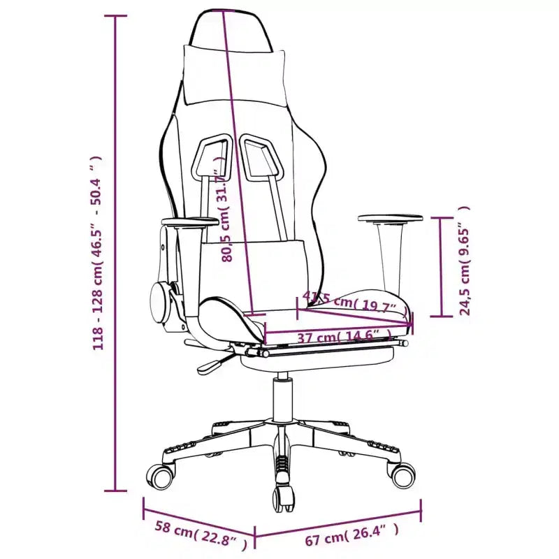 vidaXL Chaise de jeu avec repose-pieds, noir et doré, similicuir