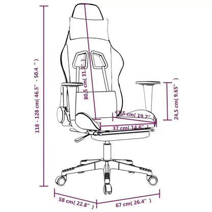 vidaXL Chaise de jeu avec repose-pieds, noir et doré, similicuir