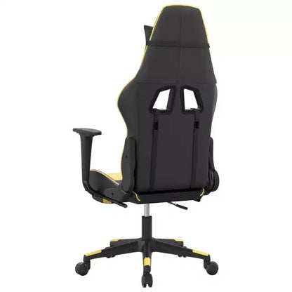 vidaXL Chaise de jeu avec repose-pieds, noir et doré, similicuir