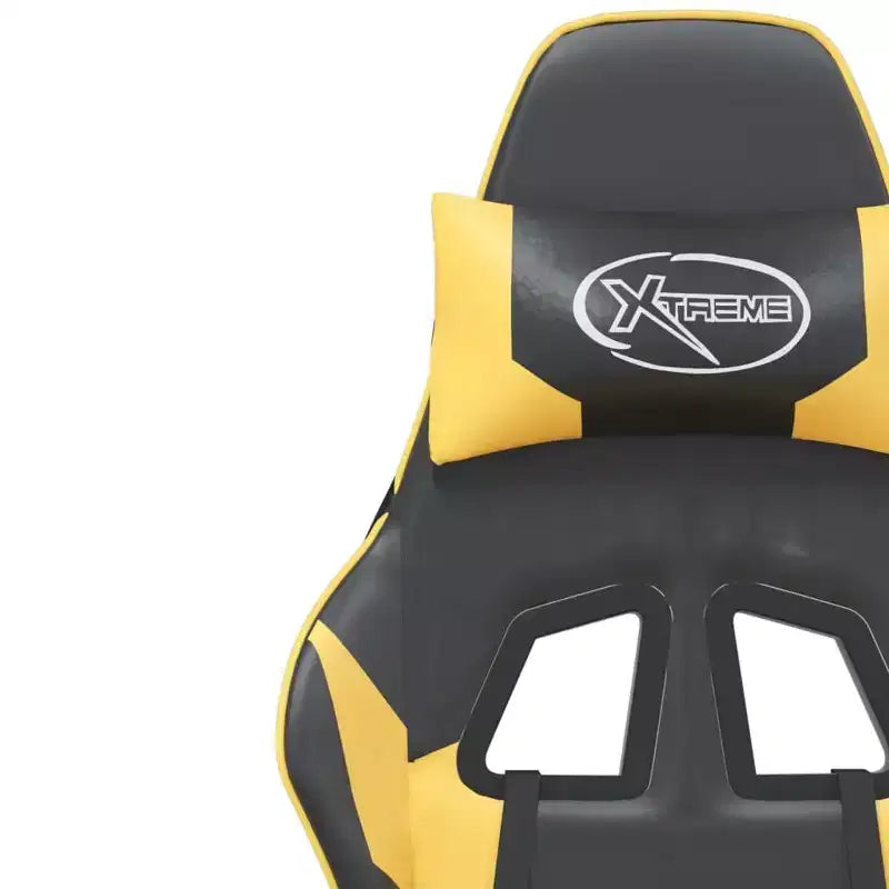 vidaXL Chaise de jeu avec repose-pieds, noir et doré, similicuir
