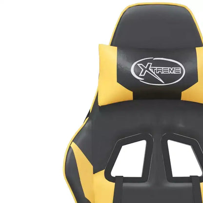 vidaXL Chaise de jeu avec repose-pieds, noir et doré, similicuir