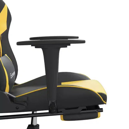 vidaXL Chaise de jeu avec repose-pieds, noir et doré, similicuir