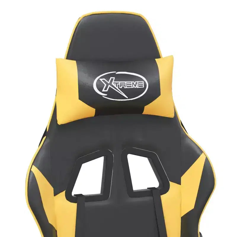 vidaXL Chaise de jeu avec repose-pieds, noir et doré, similicuir