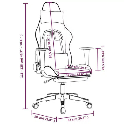vidaXL Fauteuil de jeu avec repose-pieds, blanc et rose, similicuir