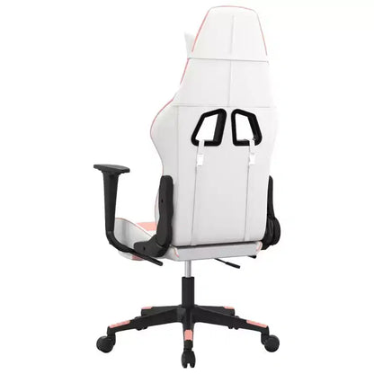 vidaXL Fauteuil de jeu avec repose-pieds, blanc et rose, similicuir