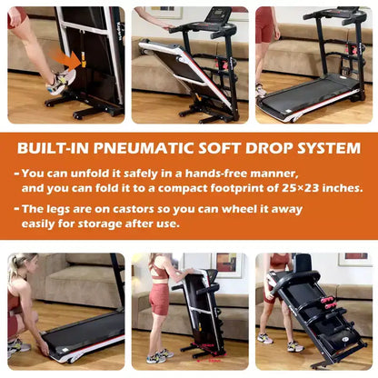 Ksports Multi-Functional Electric Treadmill Home Gym Cardio Strength Training Workout Set w/ Ab Mat, Sit-Up Strap, & Adjustable Incline