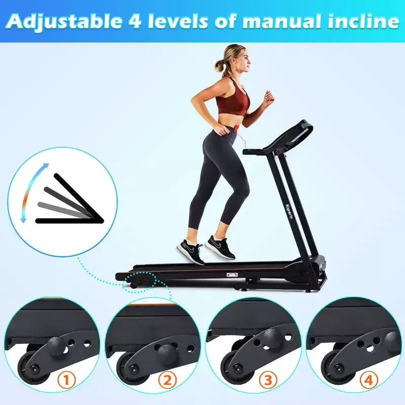Ksports Multi-Functional Electric Treadmill Home Gym Cardio Strength Training Workout Set w/ Ab Mat, Sit-Up Strap, & Adjustable Incline